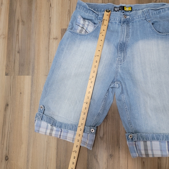 Vintage Y2K Southpole Jean Shorts Mens 40 Baggy Loose Checkered Blue Faded - Picture 3 of 9